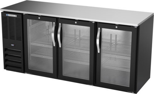 Product image #2 for Beverage Air Three-Section Back Bar Cooler with 3 Glass Doors and Stainless Steel Top