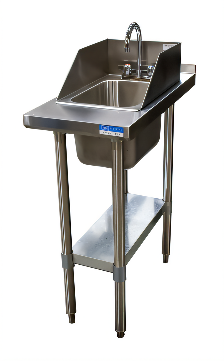Product image #1 for BK Resources 15 x 30 Inch Stainless Steel Filler Table with 10 x 14 Drop-In Hand Sink and Side Splash