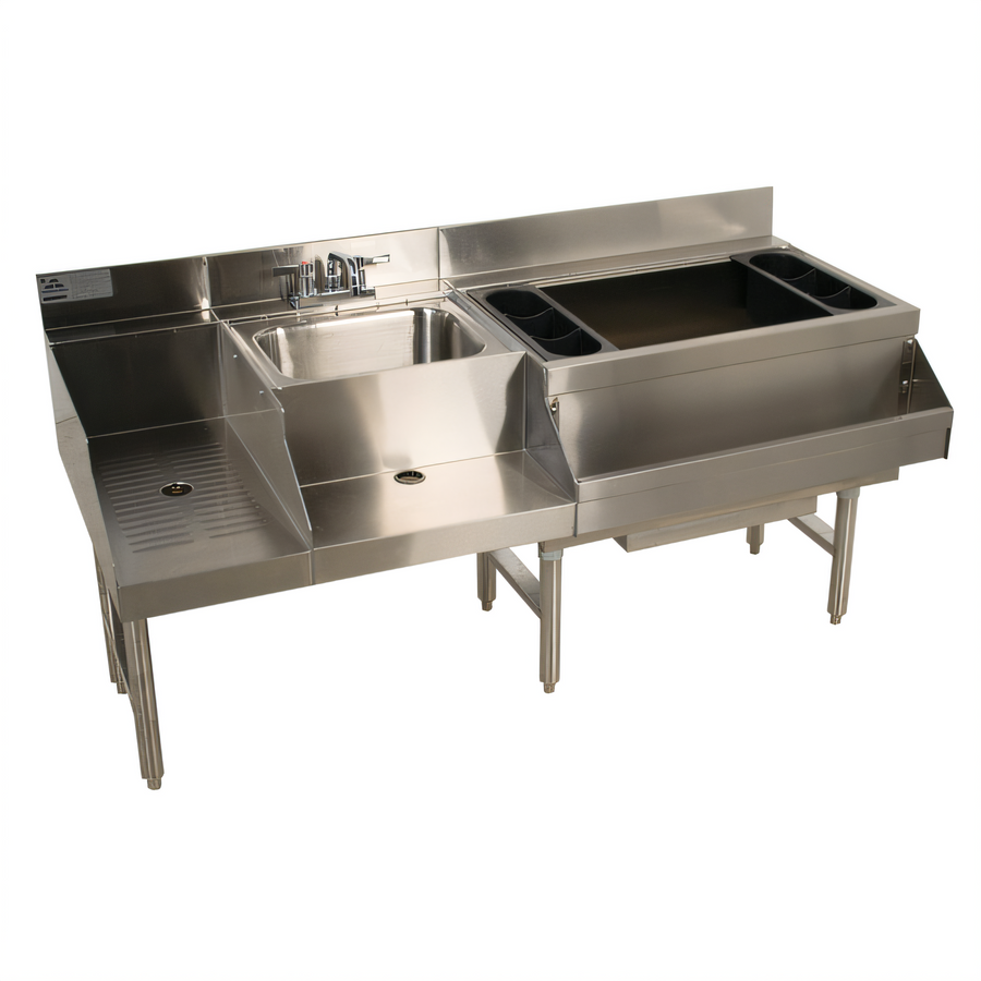 Product image #1 for Advance Tabco Underbar Basics™ Uni-Serv Stainless Steel Speed Bar with Right-Side Ice Bin and Dump Sink, 60-Inch