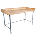 Thumbnail image #1 for John Boos DSB09 96 x 30-Inch Baker's Work Table, 1-3/4-Inch Maple Top, Stainless Steel Base, 4-Inch Coved Riser