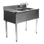 Thumbnail image #1 for Eagle Group 1800 Series B3L-2-18 36-Inch 304 Stainless Steel Two-Compartment Underbar Sink Unit with Left Drainboard