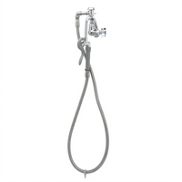 T&S Brass B-0605 Wall-Mount Pot and Kettle Filler Faucet Assembly with Hook Nozzle, Vacuum Breaker, and 68-Inch Hose