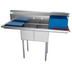 Thumbnail image #1 for KoolMore 56-Inch Two-Compartment Stainless Steel Commercial Sink with Dual Drainboards and Backsplash
