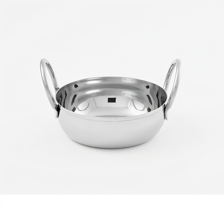 Product image #1 for American Metalcraft 16 oz Stainless Steel Round Balti Dish with Handles, Mirror Finish