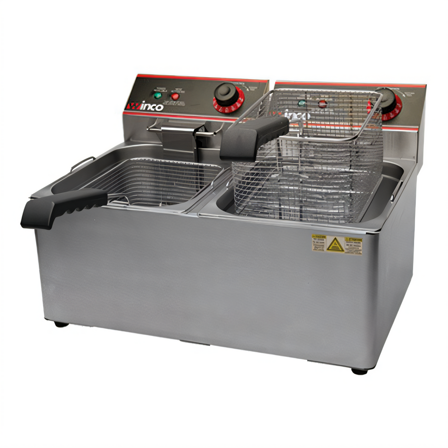 Product image #1 for Winco EFT-32 Electric Countertop Double-Well Deep Fryer, 32 lb Total Oil Capacity
