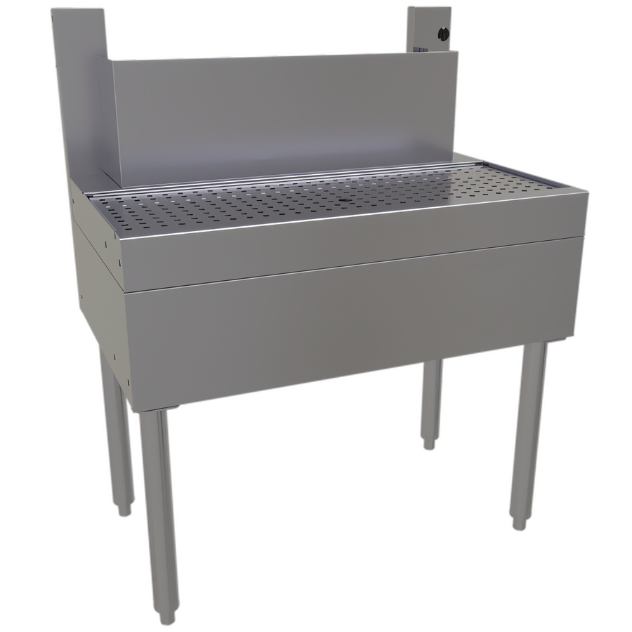 Product image #1 for 30-Inch Stainless Steel Underbar Beer Drainer with Tubing Chase and Lift-Out Perforated Insert