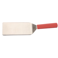 Mundial 4 x 8 Inch Beveled Stainless Steel Turner with Red Polypropylene Handle, 15 Inch Overall Length