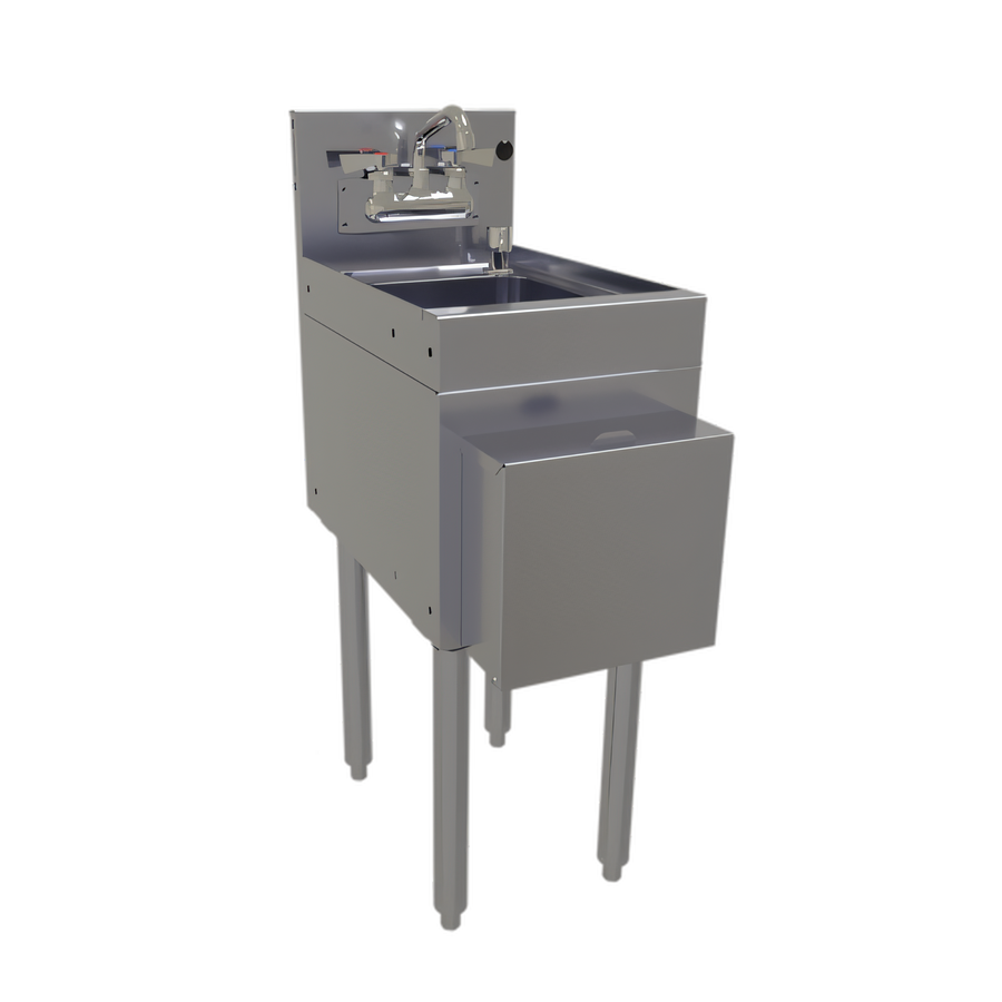 Product image #1 for Glastender Freestanding Underbar Hand Sink Unit, 12-Inch Wide, Stainless Steel, with Faucet, Soap & Towel Dispensers