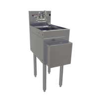 Glastender Freestanding Underbar Hand Sink Unit, 12-Inch Wide, Stainless Steel, with Faucet, Soap & Towel Dispensers