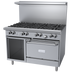 Thumbnail image #1 for Garland G Starfire Pro G48-8CS 48-Inch Gas Restaurant Range with 8 Open Burners, Convection Oven and Storage Base