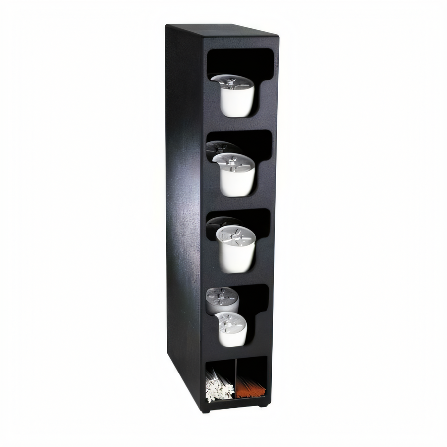 Product image #1 for Dispense-Rite 4-Section Black Polystyrene Lid & Straw Organizer Tower