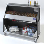 Thumbnail image #1 for Dinex DXPPB560IBWMW 62.5-Inch Portable Bar with Full-Length 304 Stainless Steel Ice Bin, Locking Cabinets, Aluminum Exterior