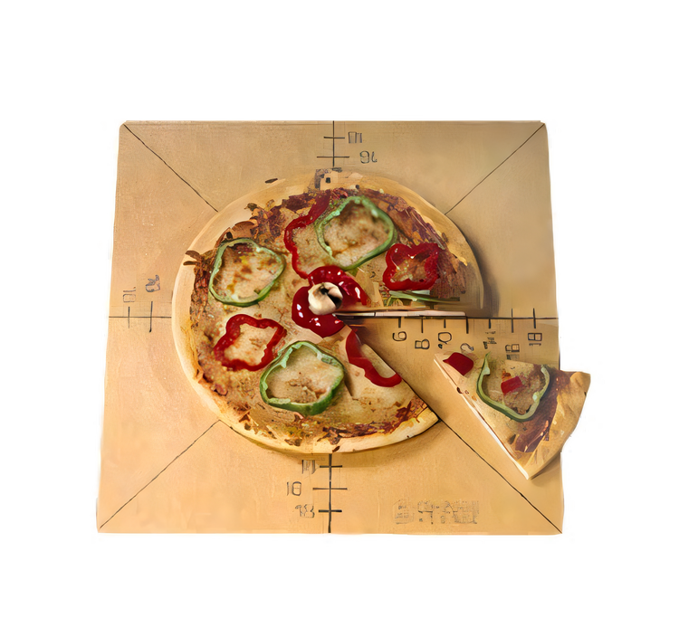 Product image #1 for American Metalcraft 20-Inch Square Pizza Slice Cutting Board and Guide, 6-Slice Markings, Pressed Wood Fiber