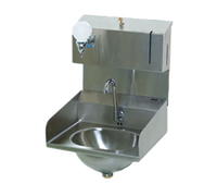 Eagle Group Wall-Mount Hand Sink with Electronic-Eye Gooseneck Faucet, Soap & Towel Dispensers, Side Splashes, 304 Stainless Steel
