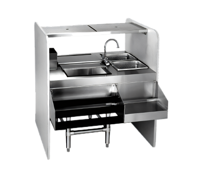 Product image #1 for Spec-Bar CS42-32L Underbar Cocktail Station with 2 Sinks and Ice Bin
