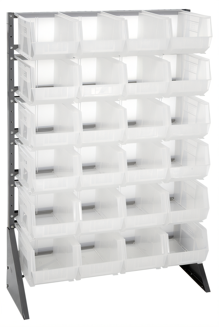 Product image #1 for Quantum Single-Sided Rail Rack with 12 Rails and 24 Clear Bins