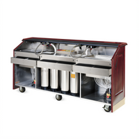 Architectural Series 96-Inch Mahogany Wood Post-Mix/Bag-in-Box Portable Bar with Dual 50 lb. Ice Bins