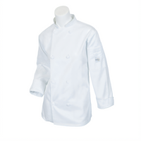 Mercer Culinary Millennia Women's Chef Jacket, White, X-Small, Long Sleeve, 65/35 Poly/Cotton Twill
