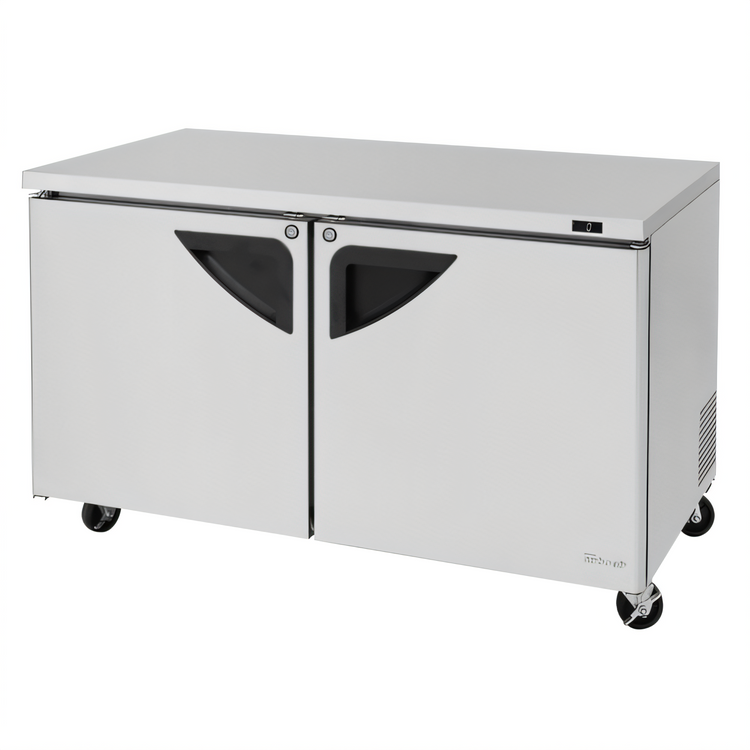 Product image #1 for Turbo Air Super Deluxe Series 60-1/4-Inch Two-Section Undercounter Freezer, 17 Cu. Ft., Self-Contained Rear-Mount, Stainless Steel