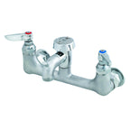 Thumbnail image #1 for T&S Brass B-0674-RGH Wall-Mount Service Sink Faucet, 8-Inch Centers, Vacuum Breaker Nozzle with Pail Hook, Rough Chrome-Plated