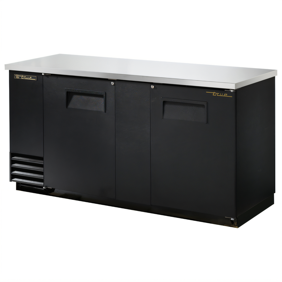 Product image #1 for True Two-Section 2-Door Back Bar Cooler with Stainless Steel Top, Self-Contained Side-Mounted Refrigeration, 69-1/8 Inch Wide