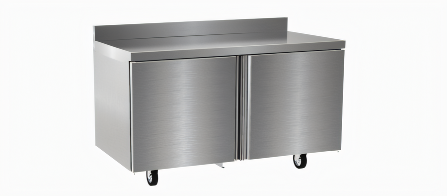 Product image #1 for Delfield Two-Section Undercounter Worktop Freezer with 4-Inch Backsplash and 2 Solid Doors