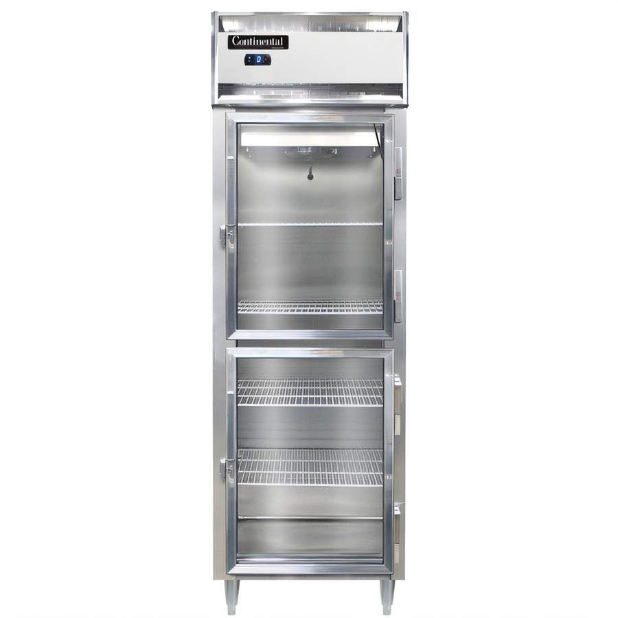 Product image #1 for Continental Refrigerator D1FSNGDHD One-Section Shallow Depth Reach-In Freezer with Half-Height Glass Doors