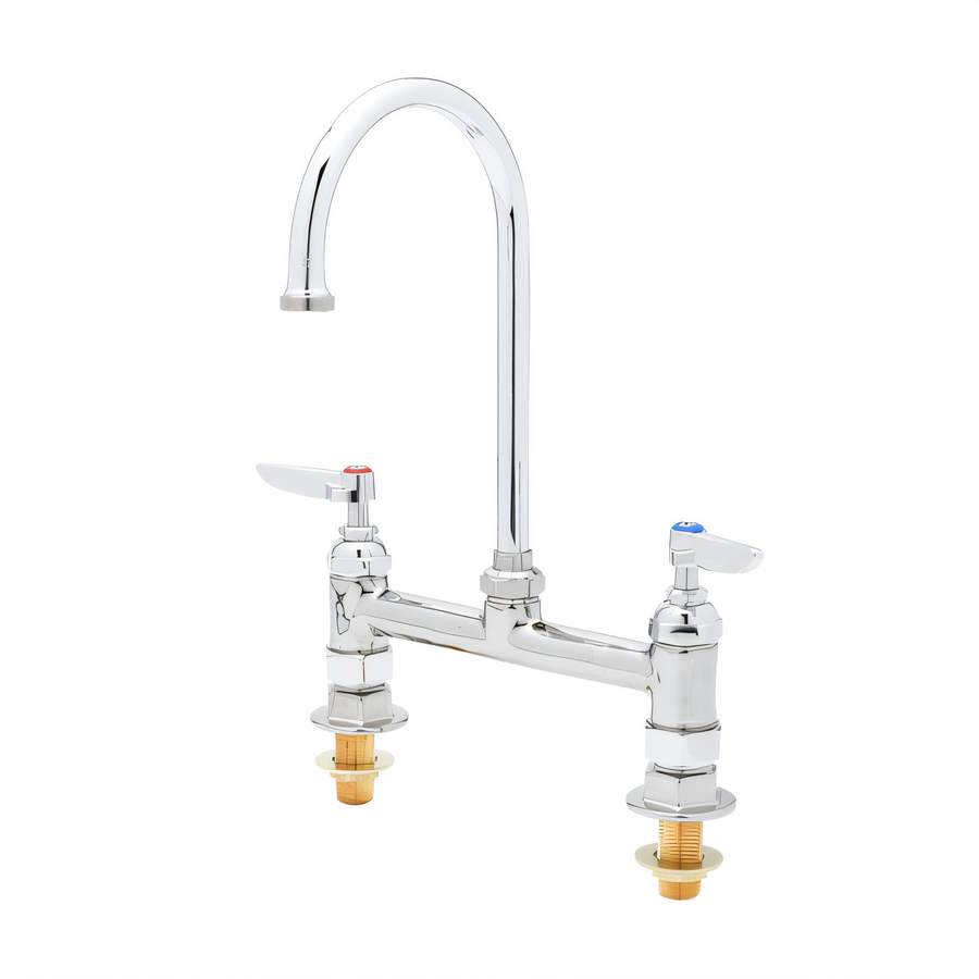 Product image #1 for Double Pantry Deck-Mount Faucet with 8-Inch Centers, Swivel Gooseneck Spout and Lever Handles