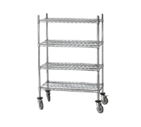 18 x 36 Inch 4-Shelf Chrome Wire Stem Caster Cart with Polyurethane Casters