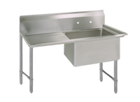 BK Resources 1-Compartment Stainless Steel Sink with Left-Hand Drainboard, 18 x 18 x 14-Inch Bowl