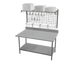 Thumbnail image #1 for Eagle Group Heavy-Duty Pizza Prep Area Work Table with 14-Gauge 304 Stainless Steel Top, Overshelf, and Wall Grid, 60W x 24D