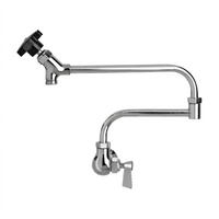 Fisher Backsplash-Mount Single-Hole Pre-Rinse Faucet with 12-Inch Control Swing Spout and 12-Inch Double-Jointed Assembly