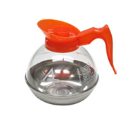 64 oz Orange Plastic Coffee Decanter with Stainless Steel Base