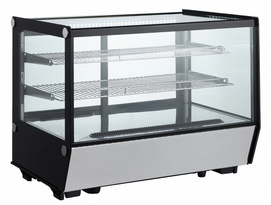 Product image #1 for Omcan Square Glass Countertop Refrigerated Display Case, 34.6-Inch, Full Service, 5.65 Cu. Ft.