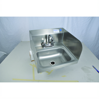 BK Resources Case Pack of 2 Wall-Mount 304 Stainless Steel Hand Wash Sinks with 14 x 10 x 5-Inch Bowls and 4-Inch O.C. Faucet
