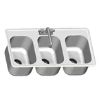 Thumbnail image #1 for Eagle Group SR12-14-9.5-3 Three-Compartment Stainless Steel Drop-In Sink, 42-3/4" Wide, 12 x 14 x 9-1/2" Bowls, Faucet and Drains
