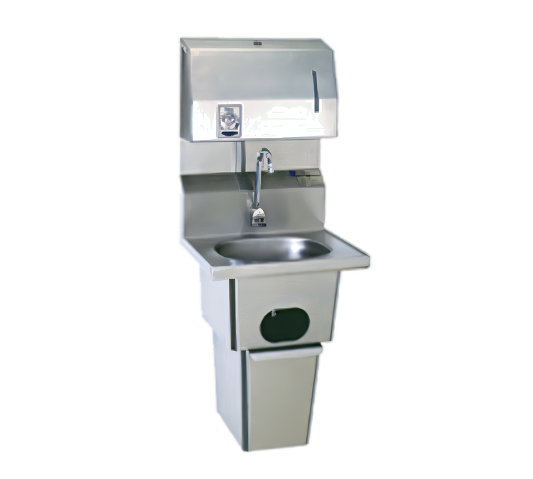 Product image #1 for Wall-Mount Hand Sink with Electronic Eye Gooseneck Spout, Towel Dispenser, Soap Dispenser and Stainless Steel Skirt
