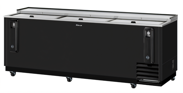 Product image #1 for Turbo Air Super Deluxe 95-Inch Wide Black Laminated Bottle Cooler with Three Sliding Lids