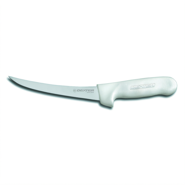 Product image #1 for Sani-Safe 6-Inch Narrow Curved Boning Knife with White Textured Polypropylene Handle