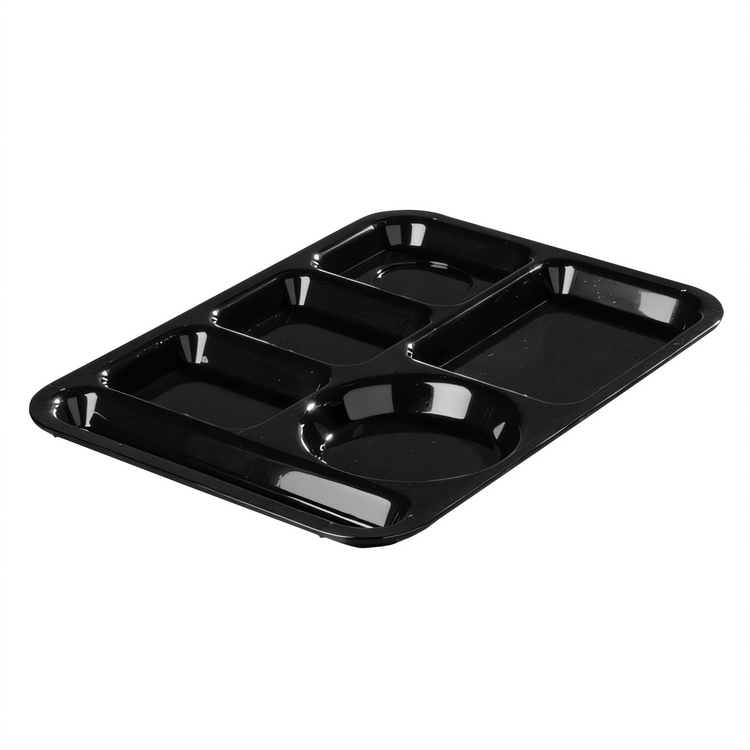 Product image #1 for Carlisle Black 6-Compartment Left-Handed Rectangular ABS Plastic Compartment Tray