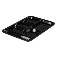 Carlisle Black 6-Compartment Left-Handed Rectangular ABS Plastic Compartment Tray