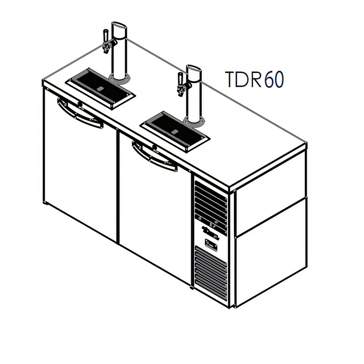 Product image #1 for True Premier Bar 60-Inch Two-Section Flat-Top Refrigerated Draft Bar Cooler