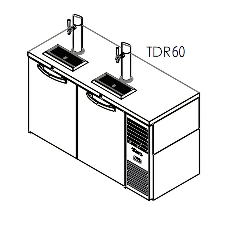 Product image #1 for True Premier Bar 60-Inch Two-Section Flat-Top Refrigerated Draft Bar Cooler