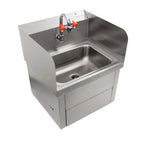 Thumbnail image #1 for John Boos PBHS-W-1410-KV1APS-EW-SS-X Wall-Mounted Stainless Steel Hand Sink with Eye Wash, Knee-Activated Faucet, Side Splashes