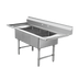 Thumbnail image #1 for Klinger's Trading Economy 3-Compartment Floor Model Stainless Steel Sink with Double Drainboards, 60 Inch