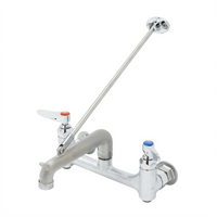 T&S Brass Service Sink Faucet with Adjustable 8-Inch Centers, 9-Inch Bucket Hook Spout, Wall Brace, and Built-In Stops