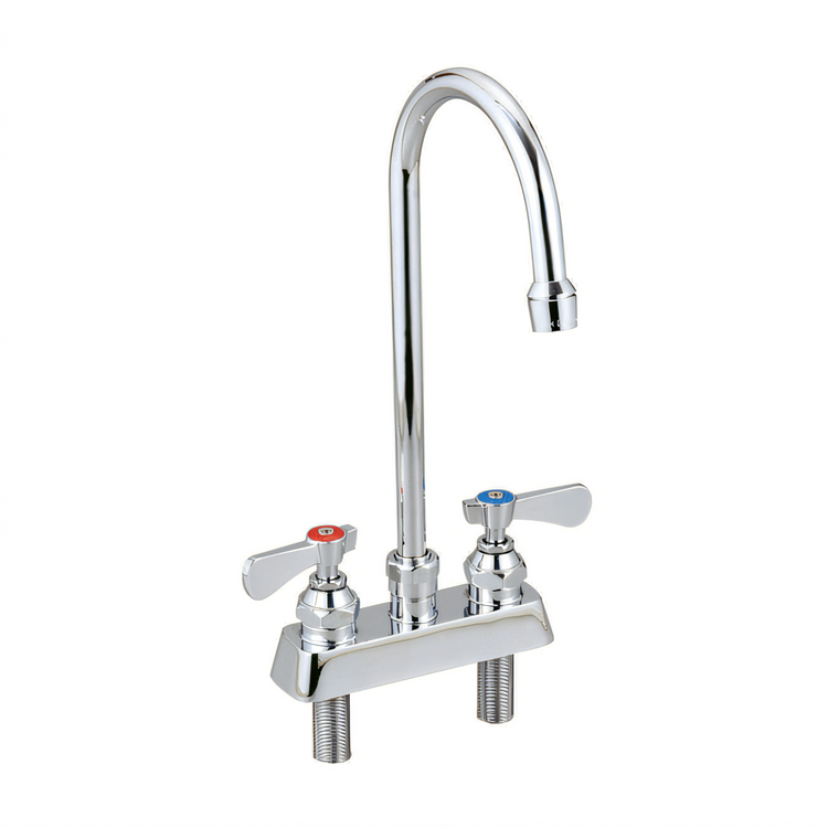 Product image #1 for OptiFlow Heavy Duty Solid Body Manual Deck-Mount Faucet with 8-Inch Gooseneck Spout, 4-Inch OC