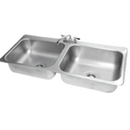 Thumbnail image #1 for Advance Tabco DI-2-208 Two-Compartment Drop-In Sink, 18-Gauge 304 Stainless Steel, 20" x 16" x 8" Bowls, 8" Swing-Spout Faucet, Basket Drains