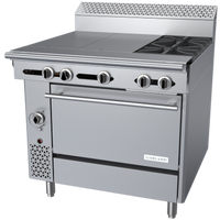 Garland Cuisine 36-Inch Heavy Duty Natural Gas Range with 2 Open Burners, 2 Hot Tops, and Convection Oven