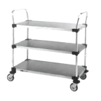 Thumbnail image #1 for Metro Super Erecta MW205 3-Shelf Stainless Steel Utility Bus Cart, Solid Shelves, 36 x 18 in, 2 Push Handles